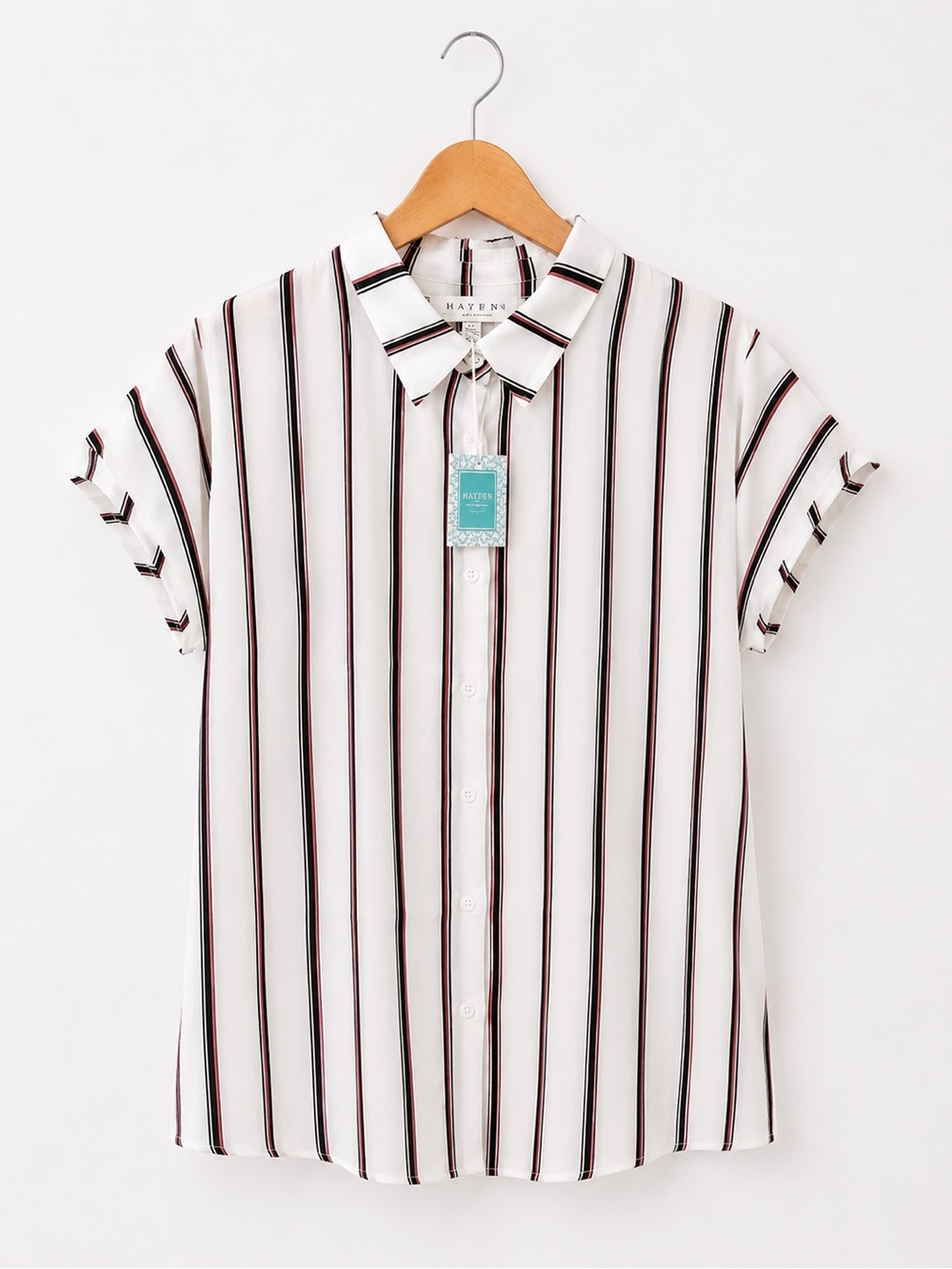 Hayden Los Angeles Striped Button Front Blouse NWT Size M